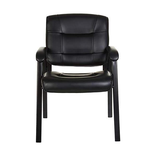 AmazonBasics Classic Leather Office Desk Guest Chair with Metal Frame