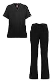 MediFit Women's Basic Solid Two Piece Medical Top & Pants Scrub Set