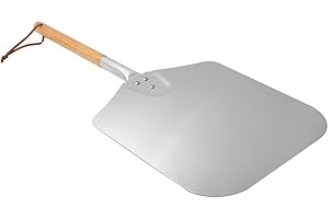 Onlyfire Large Aluminum Pizza Peel, with Wooden Handle, 13.5" x 16" for Baking Handmade Pizza, 28" Overall, for Any Outdoor O