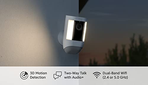 Ring Spotlight Cam Pro, Battery | 3D Motion Detection, Two-Way Talk with Audio+, and Dual-Band Wifi (2022 release) - White