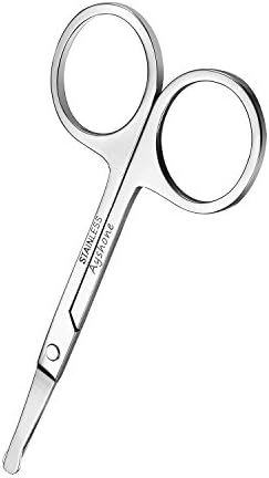 Ayshone 3.75" Nose Hair Trimmer Scissors - Round Tip for Ear, Eyebrow, Beard &amp; Mustache Trimming