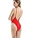 Stripsky One Piece Swimsuit V Neck,High Cut Swimsuit for Women(Red-S)