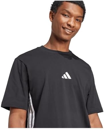Uomo Essential Three Stripes Single Jersey Shirt, Black/White, M
