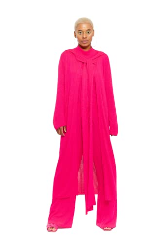 CHAOUICHE Damen Strickcardigan, Rosa, L