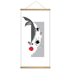 Hanging Poster with Wood Frames Abstract Pet Fish Theme Home Wall Canvas Prints Ready to Hang - 18"x36"