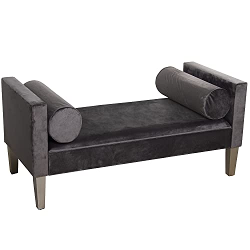 BANQUETA PIE DE CAMA MADERA/TELA GRIS POLIÉSTER 113X53X52CM, ALT.ASIENTO:33CM