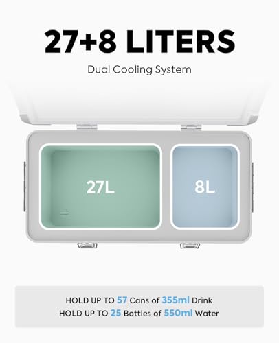 ICECO APL35 12 Volt Car Refrigerator, 37 Quart (30 Liter) Light Duty Aluminum 12v Portable Fridge Freezer, SECOP Nano Compressor, -4℉~68℉, 12/24V DC, 100-240V AC for Outdoor, Camping, RV, Truck, Boat