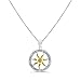 SILVERCLOSEOUT Rhodium Plated Sterling Silver Two Tone Ladies You are my Sunshine my Only Sunshine Charm Necklace