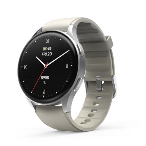 Hama Smartwatch 8900 mit GPS, wasserdicht IP68, Telefonfunktion (AMOLED Touch Display, Sprachsteuerung, Sportmodi, Schlaftracker, Herzfrequenzmessung, Whatsapp, Laufuhr, Pulsuhr, Fitnessuhr) Silber