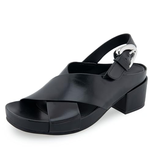 Aerosoles Women's CHRYSTIE Slingback Heeled Sandal, Black Leather, 5M