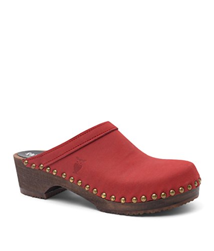 Sandgrens Swedish Low Heel Wooden Clog Mules for Women, US 9-9.5| Athens Red DK, EU 40 - Thumbnail 4
