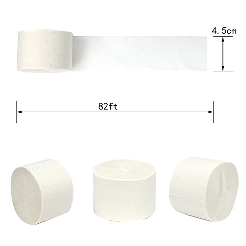 image for Coceca 8pcs 82ft White Crepe Paper Streamers, for Various Birthday Par