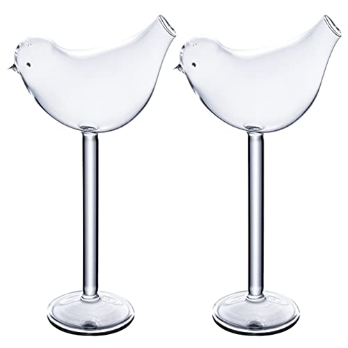 Cabilock Cocktailgläser Glas Vogel Design Transparent Cocktailbecher 150ml 2 Stücke Neuheit Bier Wein Saft Tasse…