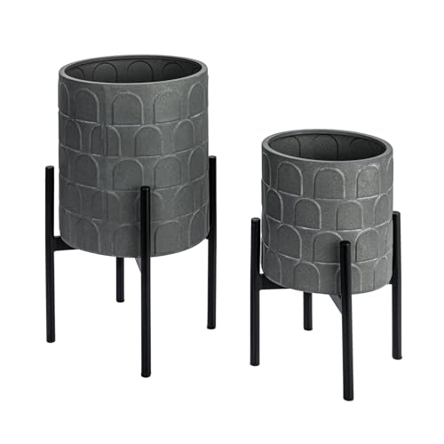 Creative Co-Op Metal Planter on Stand, Grey, Gray en promo sur Amazon