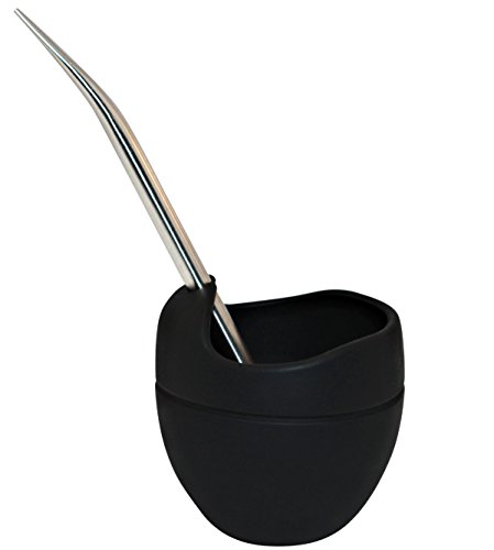 Yerba mate silicone gourd and bombilla combo (black on …