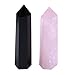 banshren Set of 2 Specimen Tumbled Polished Healing Crystal Wands 6 Faceted Reiki Chakra Meditation Therapy Stones Include about 3 Inch Rose Quartz Crystal Points & Black Obsidian