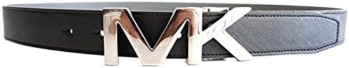 Michael Kors Mens Reversible Black/Grey MK Logo Belt (30)