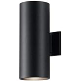 Kichler Cylinders 15" 2-Light Outdoor Cylinder Wall Sconce in Black, (15" H x 5.75" W), 9246BK