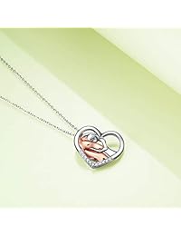YFN Horse Pendant Necklace Jewelry 925 Sterling Silver Girls Embrace Horse Gift for Women Girls (Horse with Girl Necklace)