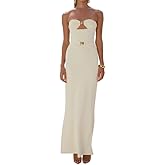 ROAONOCOMO Women Y2K Cut Out Tube Long Dress Strapless Bodycon Maxi Dress Backless Cocktail Party Bandeau Dresseses