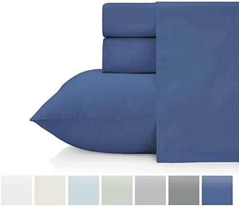 KRISTEX Comfortable 500 Thread Count Bed Sheet Set, 100% Long Staple Pure Natural Cotton Sateen Weave, Soft Luxury High TC Sheets Hotel, Home Bedding Sets (Navy, Twin)