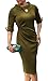 noabat Women's Vintage One-Piece Dress Wrap Skirt Elbow Sleeve Cocktail ArmyGreen Small