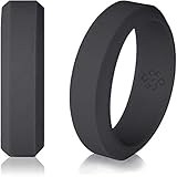 Knot Theory Silicone Wedding Ringx2605;6mm Band for Superior Comfort, Style, and Safety (Dark Grey, Size 7)