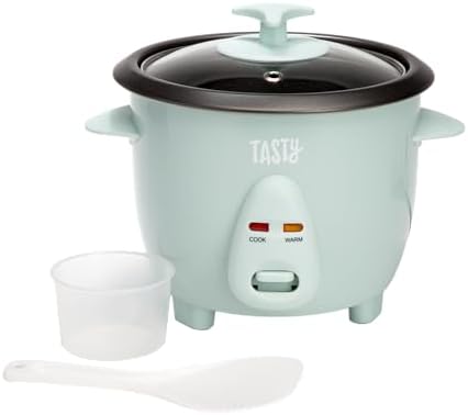 Tasty Mini Rice Cooker with Removable Nonstick Bowl and Auto Keep Warm Function, Great For Soups, Stews, Grains and Oats, 6 Cups Cooked (3 Cups Uncooked), 1.5-Quart, Aqua