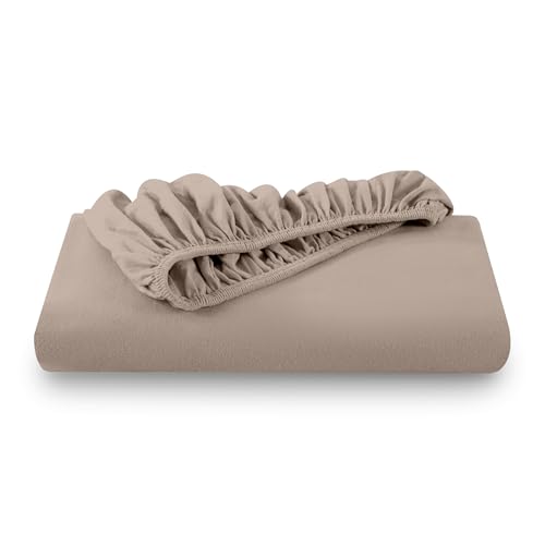 Bare Home 2 Fitted Bottom Sheets 100% Cotton Velvet Flannel (2-Pack) - Extra Soft Heavweight - Double Brushed Flannel - Deep Pocket (Twin XL, Taupe)