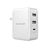 USB C Charger RAVPower 30W Travel Wall Charger Adapter with 5V/3A Type C and iSmart2.0, Compatible Nintendo, Google Pixel XL, Galaxy S9 S8 Note8, iPhone Xs XS Max XR X 8 7 Plus (White)