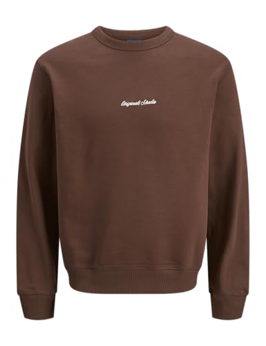 JACK & JONES Jornorrebro EMB Sweat Crew Noos, Mogano Profondo, M Uomo