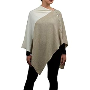 DALLE PIANE CASHMERE – Bicolor Poncho met Knopen Cashmere Blended Garens – Dames