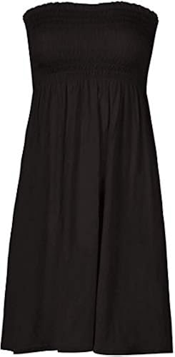 Riviera Sun Women's Strapless Tube Short Dress - Black Floral Tie-Dye, Smocked Top, Summer Beach Cover Up, Medium
