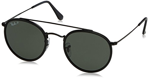 Ray-Ban Metal Unisex Sunglass Polarized Round, Black, 51 mm
