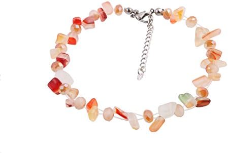 Girl's Fashion Natural Agate Stone Stainless Steel Barefoot Sandal Anklet