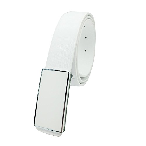 Mens dress white plaque buckle business leather belt 35…