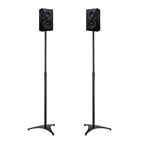 PERLESMITH Adjustable Height Speaker Stands for Small Bookshelf Speakers- 1 Pair