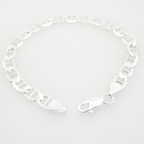 Mens 925 Sterling Silver mariner bracelet franco cuban miami rope charm