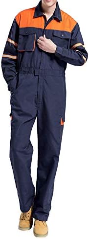 Hakjay Mens Mechanic Coverall Enhanced Visibility Overall Welding Flame Resistant Work Wear