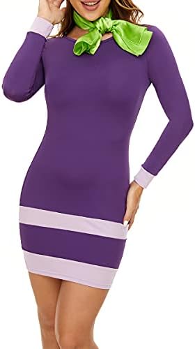 long sleeve purple daphne dress Amazon.com: Abrooical Halloween Long Sleeves Mini Scooby Doo Costume Daphne  Dress with Scarf Purple Small : Clothing, Shoes & Jewelry