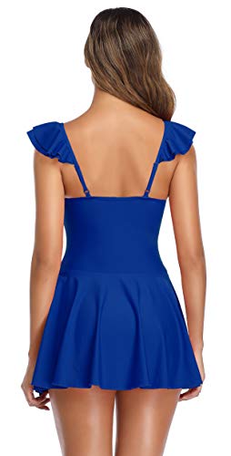 SHEKINI Dames Badpak Jurk V-hals retro Abdominale Controle Klassiek ruched Badmode Mode Eendelige Badjurk - Image 7