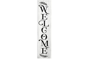 HOUVSSEN Porch Welcome Sign, Black and White Welcome Vertical Metal Tin Sign Farmhouse Welcome Sign Front Porch Vertical Tin Sign