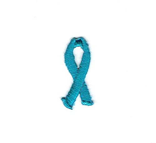 Small - Teal - Ovarian/Cervical Cancer Ribbon - Iron on Applique/Embroidered Patch