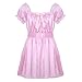 ACSUSS Men Shiny Satin Frilly Crossdressing Night Dress Lingerie Sissy Nightwear Underwear Pink XX-Large
