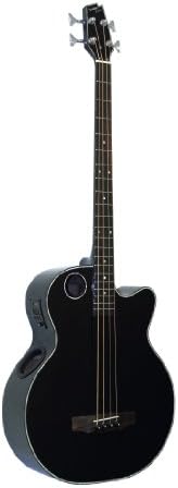 Boulder Creek Guitars EBR1-B4 4-Strings Acoustic-Electric Bass Guitar, Gloss Black Finish