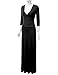 NINEXIS Women's V-Neck 3/4 Sleeve Waist Wrap Front Maxi Dress Black XL