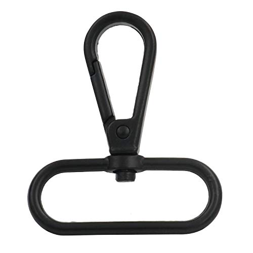 BIKICOCO 1-1/2\'\' Swivel Trigger Bolt Snap Hook Lobster Claw Clasp Spring Loaded Clip, Oval-Ring Ended, Black - Pack of 6