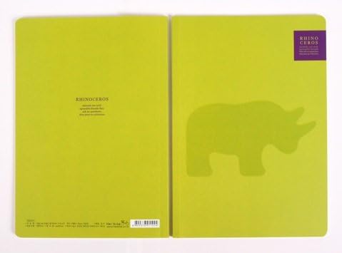 A5 Animal Shadow II UV Lined Notebook - Green Rhino Ceros