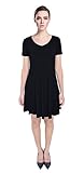 PattyCandy Womens Short Sleeve V Neck Flared Dress Regular & Plus Sizes, XS-5XL