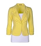 Auliné Collection Women's Casual Work Solid Color Knit Blazer Yellow Large